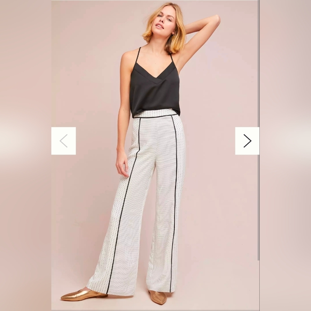 Anthropology C/MEO Piped Polka Dot Pants Size M Nwt